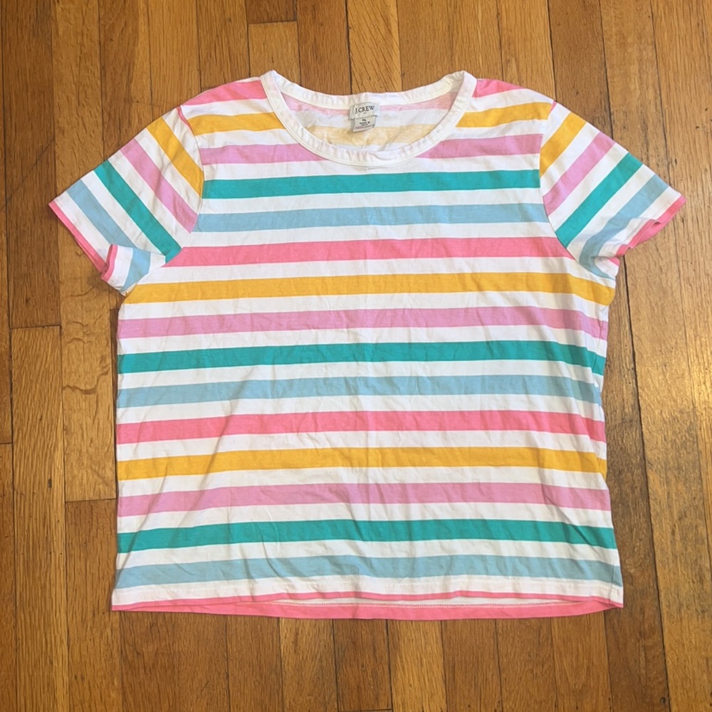 J Crew Women’s Rainbow Stripe Short Sleeve Tee, size XL - Picture 2 of 9
